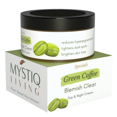 Mystiq Living Pigmentation Cream With Alpha Arbutin, Kojic Acid, Retinol & Niacinamide | Green Coffee Blemish Clear Cream for Dark Spots on Face - 50GM | Men & Women